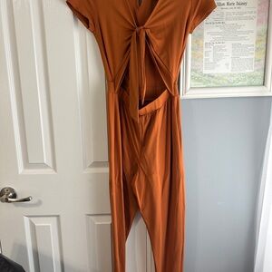 Kittenish Warm Orange V-Neck Top